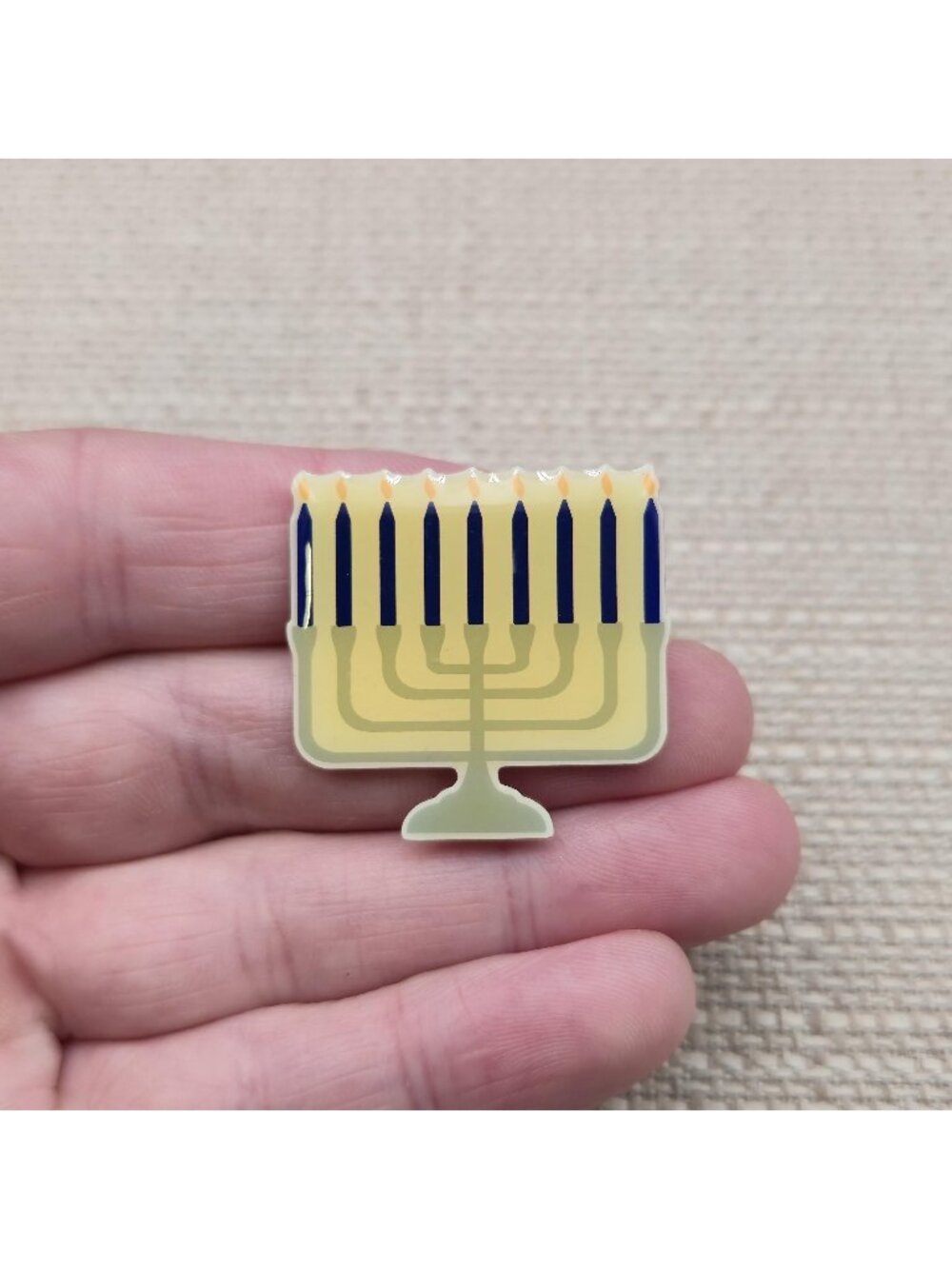 Hanukkah Menorah Acrylic Pin Cute Jewish Holiday Chanukah Candelabra Badge A8801